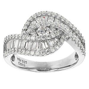 Cubic Zirconia Ring Rhodium Over Sterling Silver - Bella Luce - Size 6